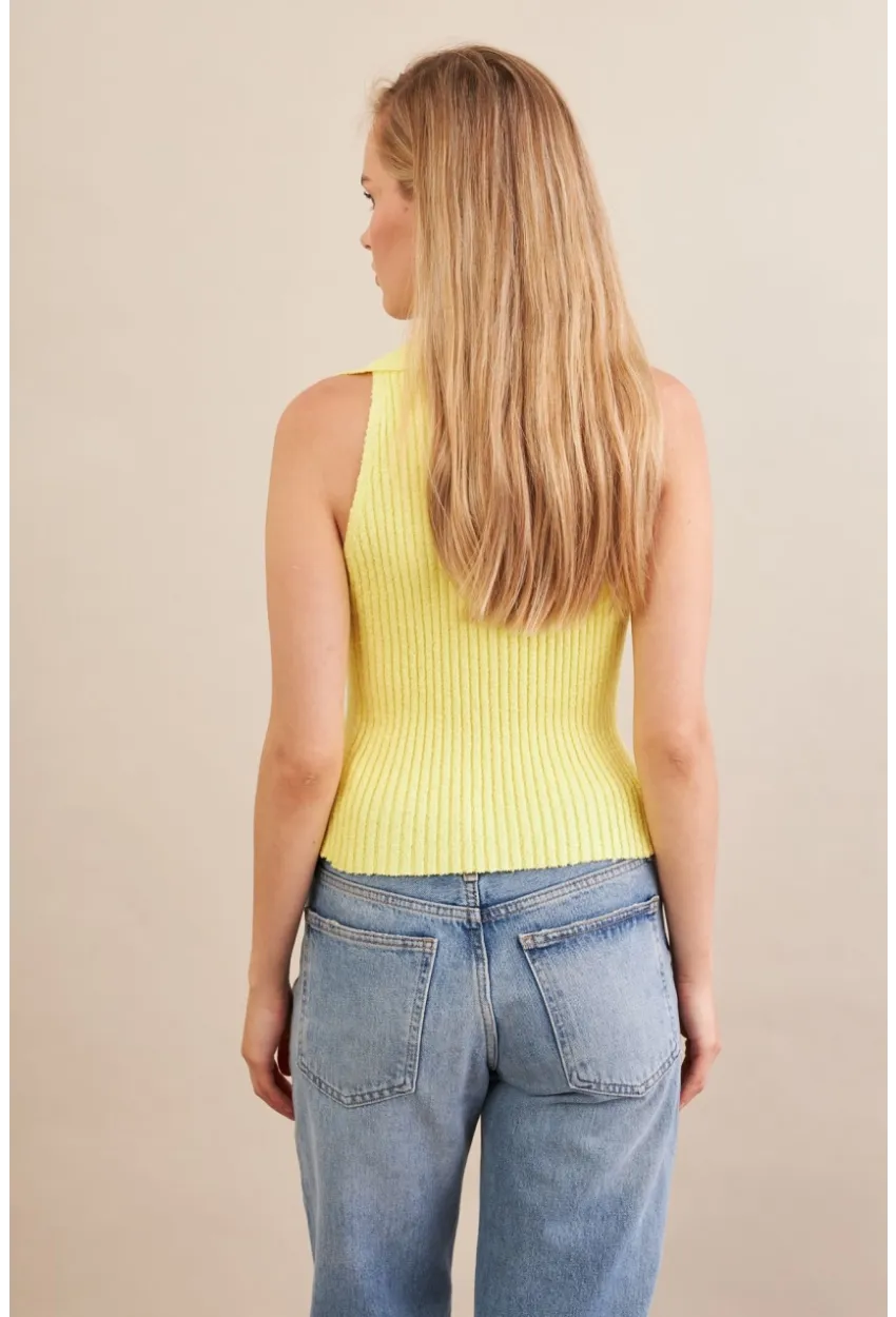 Kadın Sarı Polo Yaka Yumoş Yelek ZH050