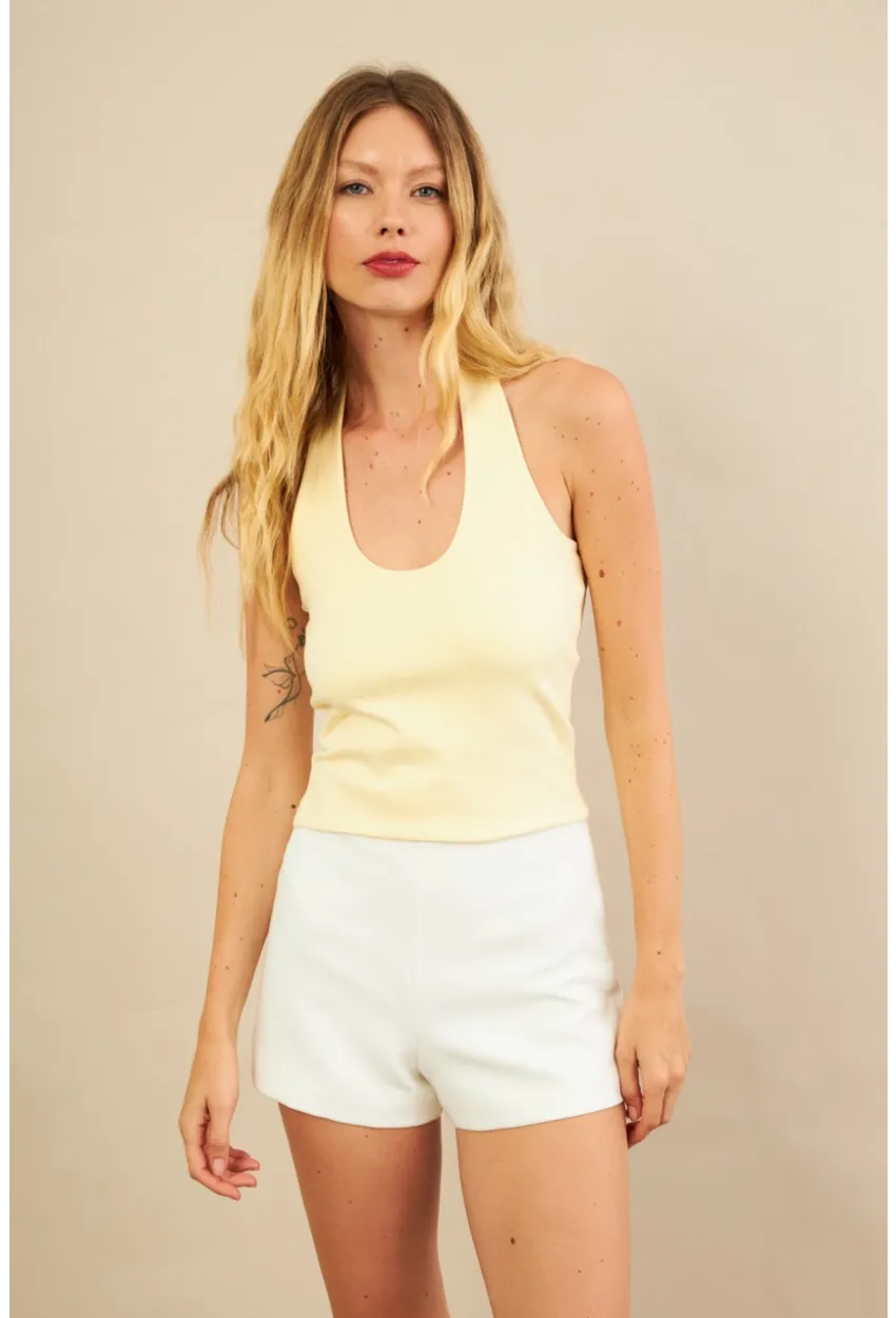 Kadın Sarı Sırtı Açık Bluz LPP1244-90