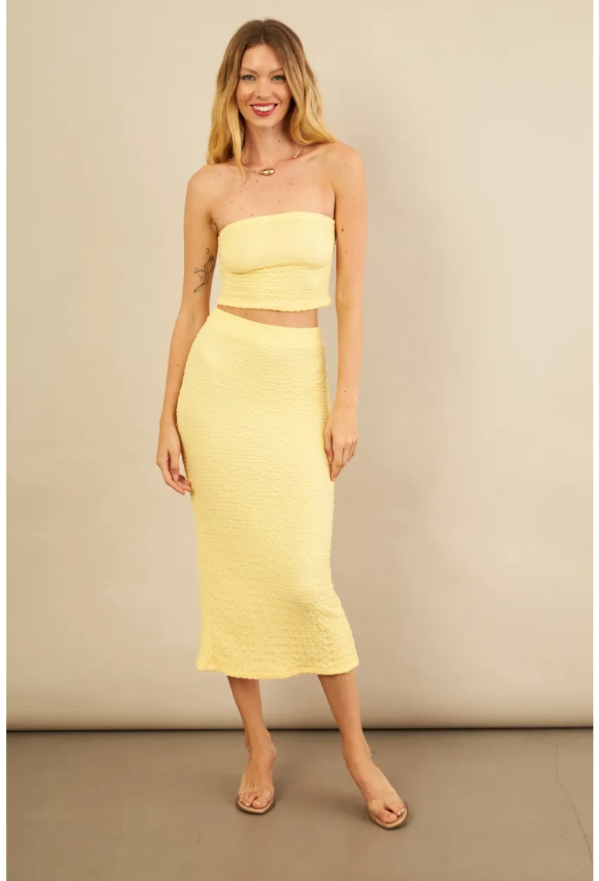 Kadın Sarı Straplez Alt Üst Bubble Takım FLU340