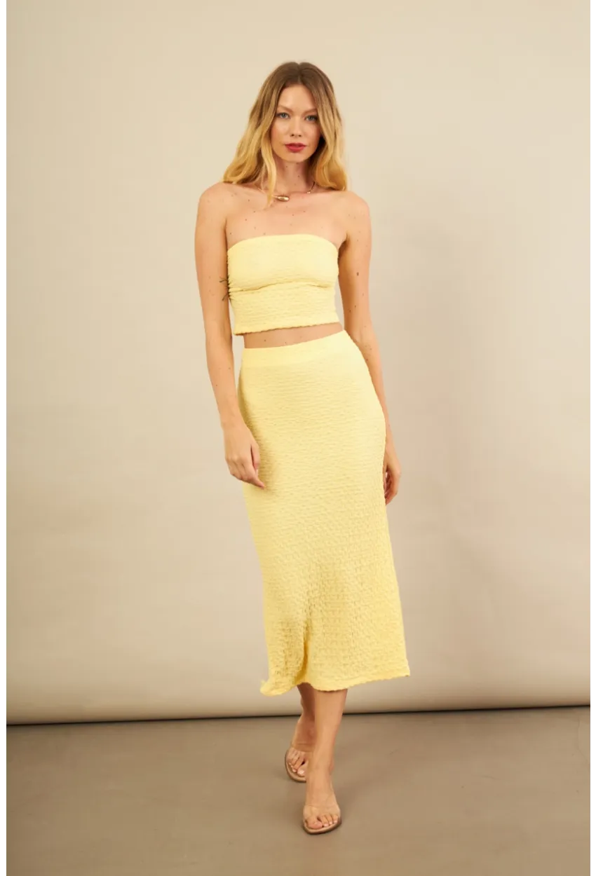 Kadın Sarı Straplez Alt Üst Bubble Takım FLU340