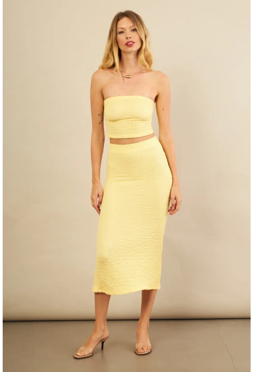 Kadın Sarı Straplez Alt Üst Bubble Takım FLU340