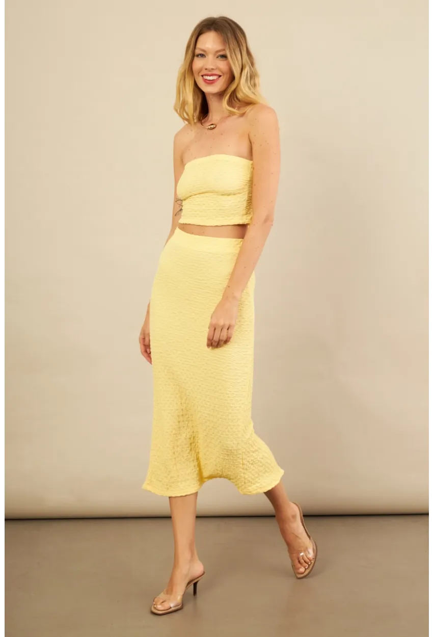 Kadın Sarı Straplez Alt Üst Bubble Takım FLU340