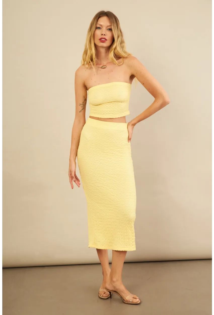 Kadın Sarı Straplez Alt Üst Bubble Takım FLU340