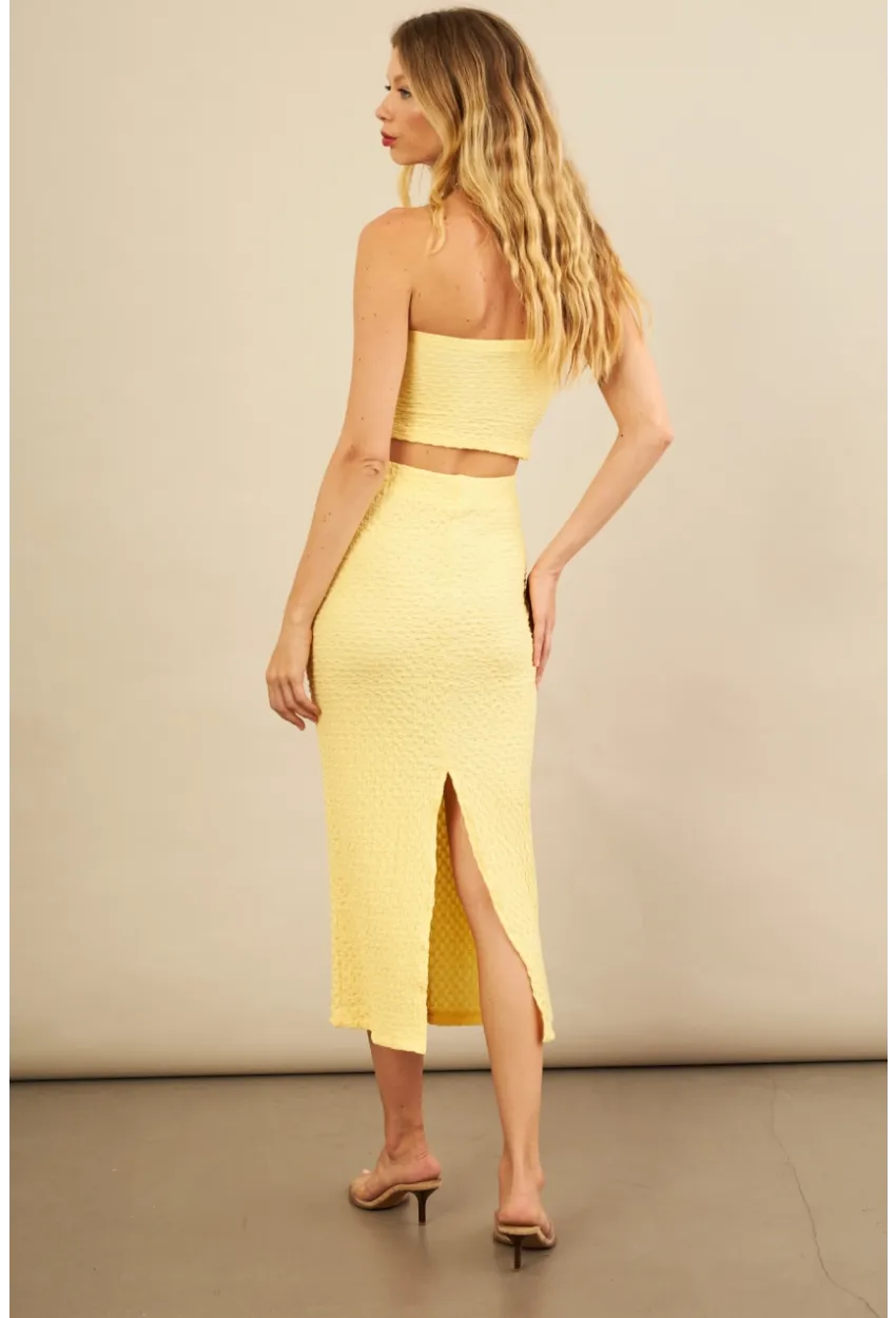 Kadın Sarı Straplez Alt Üst Bubble Takım FLU340