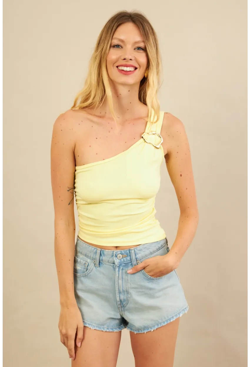 Kadın Sarı Tokalı Büzgülü Bluz AN6021