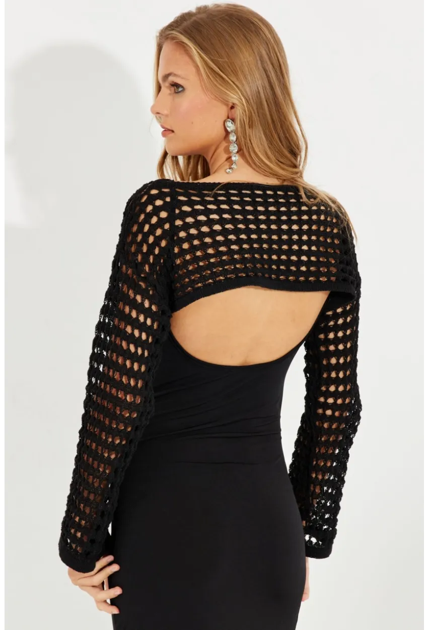 Kadın Siyah Ajurlu Bolero YV115