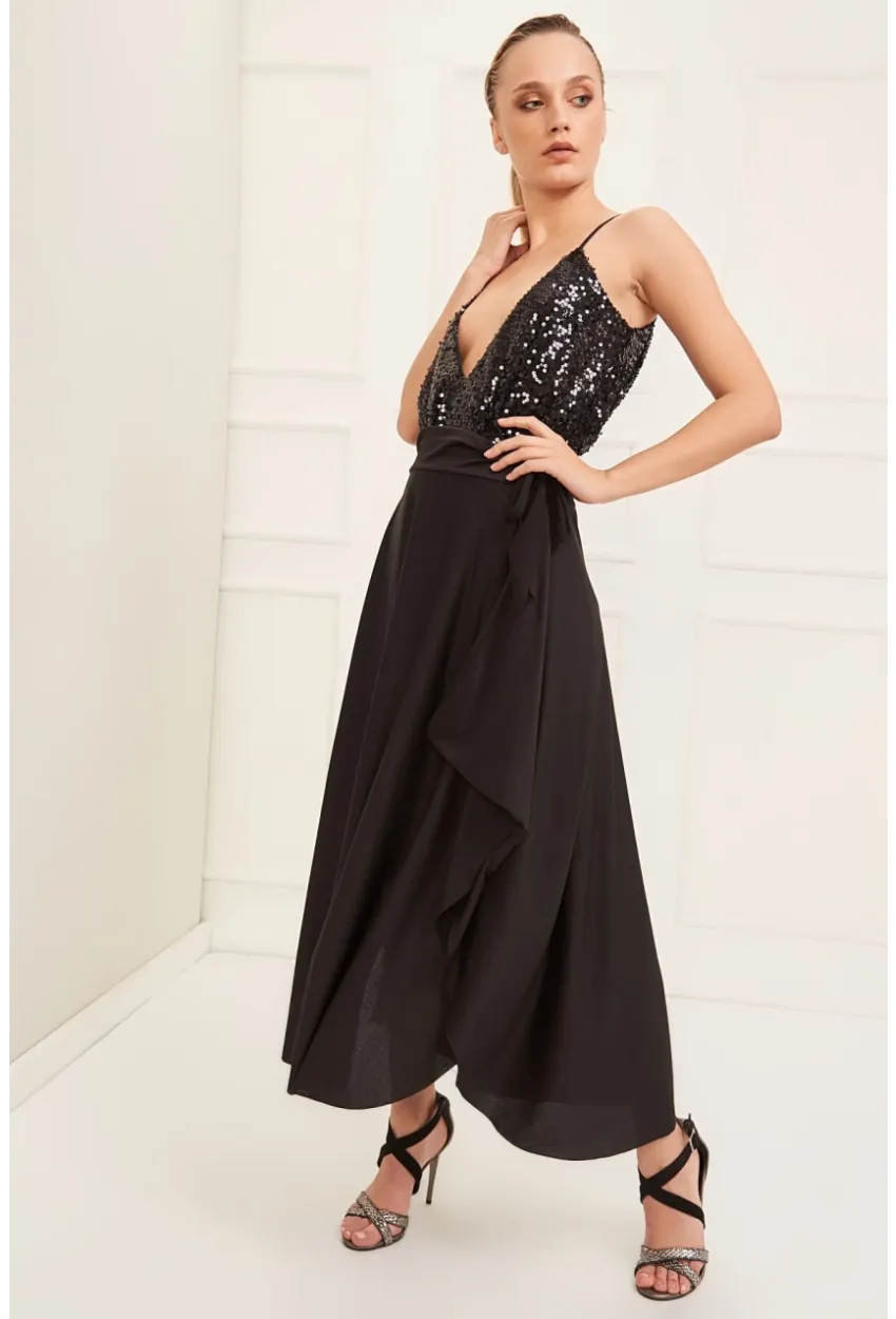 Kadın Siyah Asimetrik Etek LV52