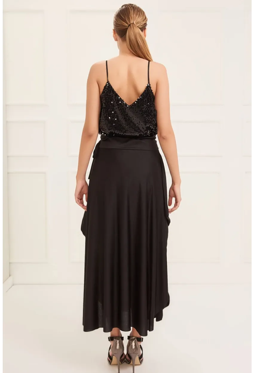 Kadın Siyah Asimetrik Etek LV52