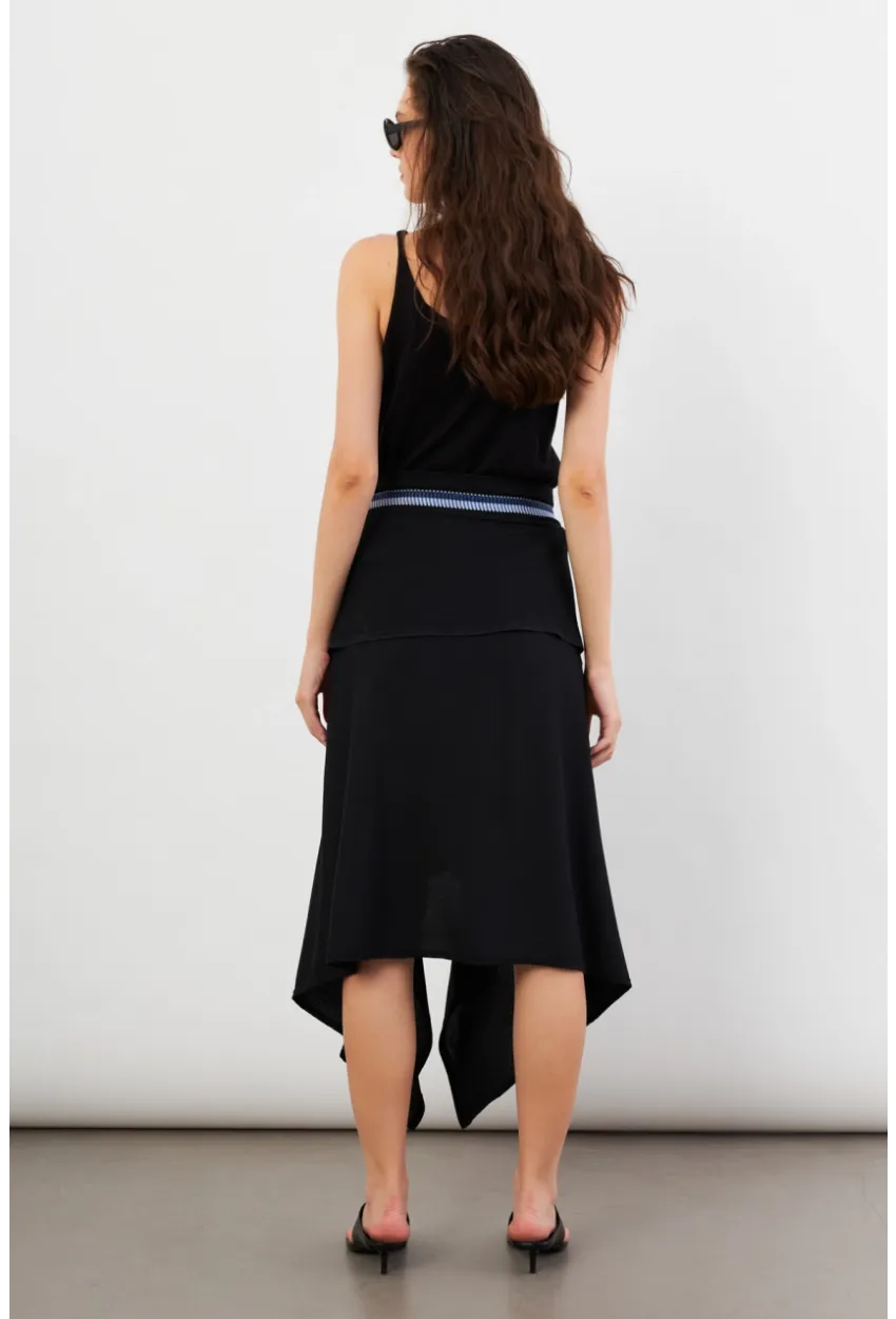 Kadın Siyah Bağlamalı Anvelop Midi Etek EY3131