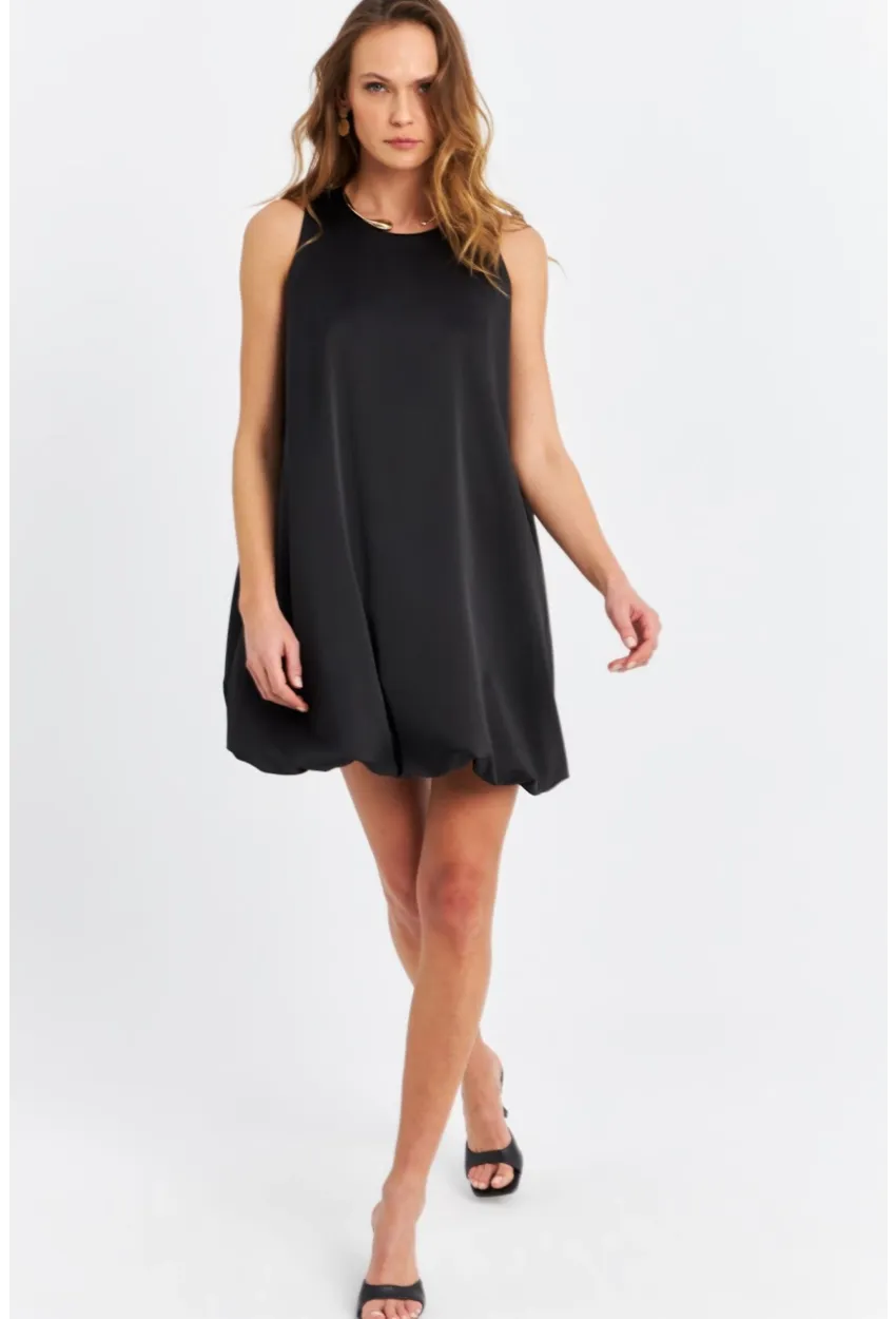 Kadın Siyah Balon Etekli Mini Elbise TW27