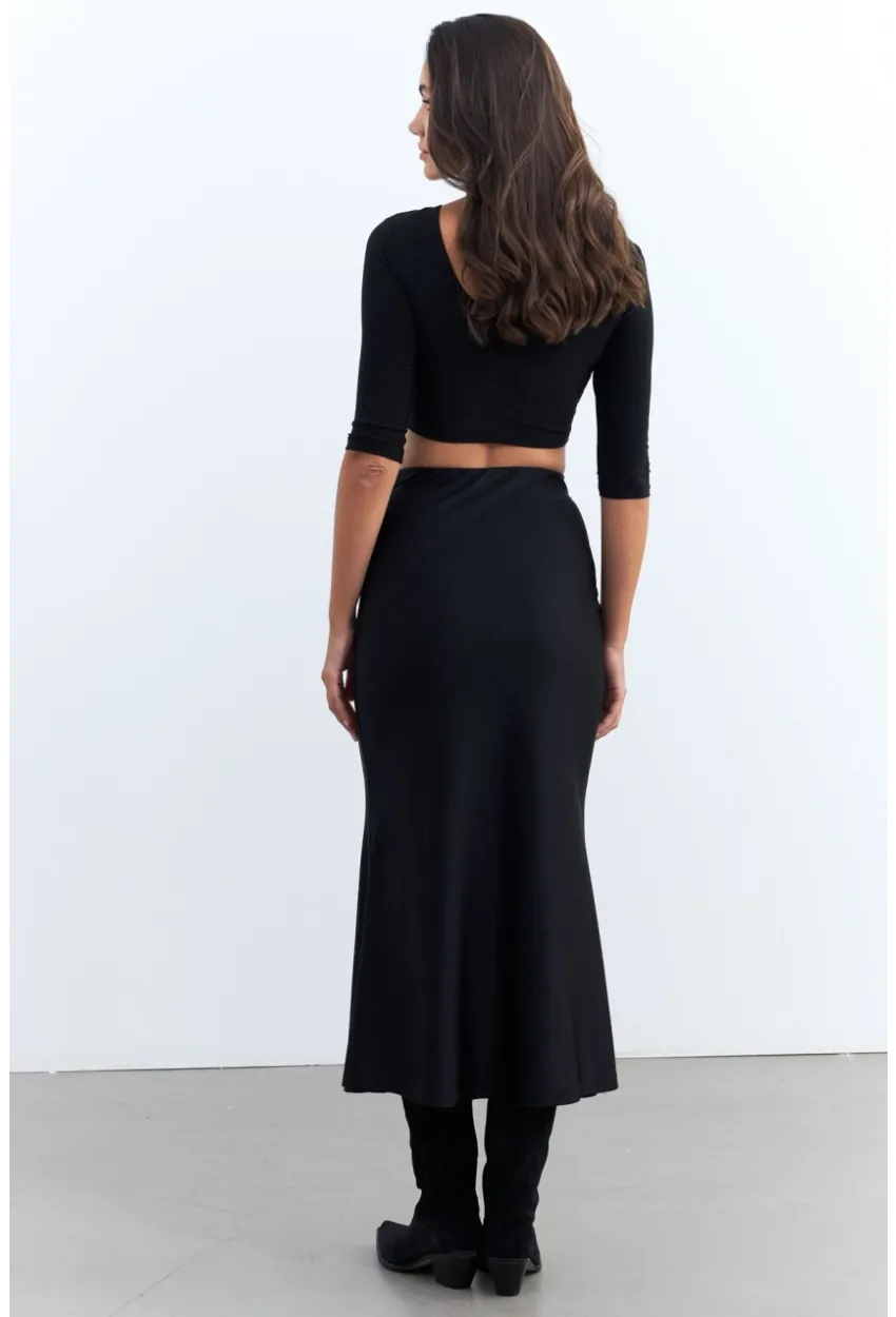 Kadın Siyah Beli Lastikli Etek FRY2235