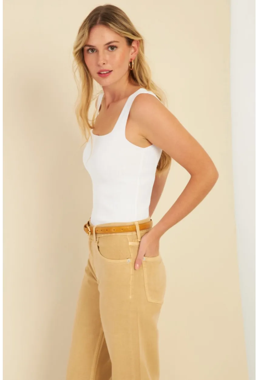 Kadın Siyah-Beyaz İkili Kare Yaka Triko Bluz SMT226