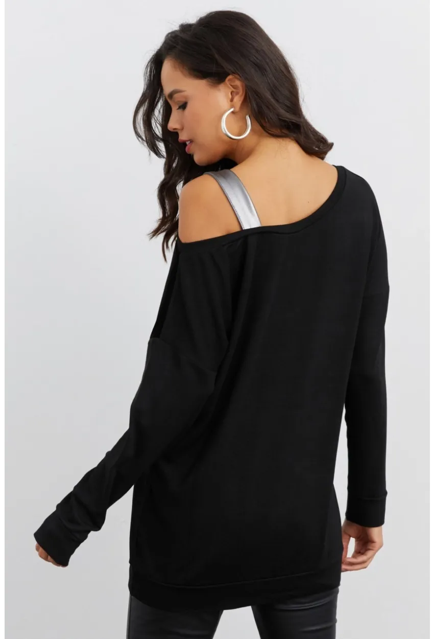 Kadın Siyah Bloklu Bluz ST819