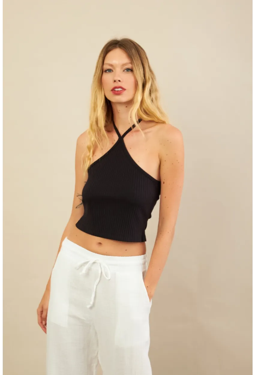 Kadın Siyah Boncuk Detaylı Sırtı Açık Bluz LPP1245-90