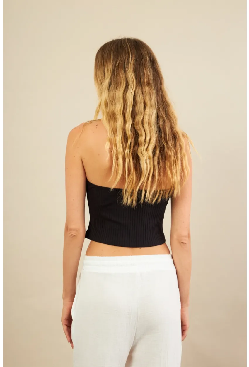 Kadın Siyah Boncuk Detaylı Sırtı Açık Bluz LPP1245-90