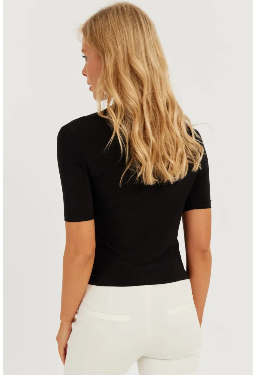 Kadın Siyah Büzgülü Bluz YZ623