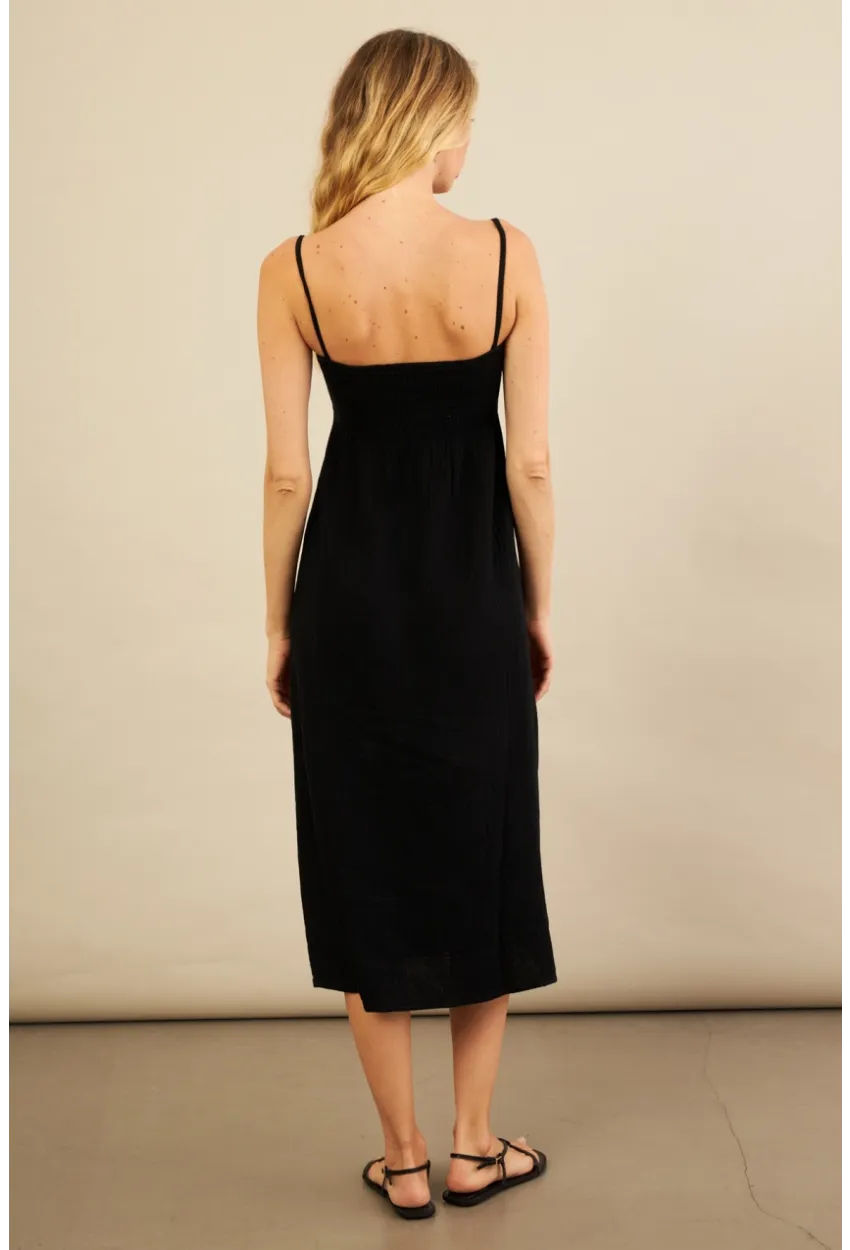 Kadın Siyah Gipeli Midi Müslin Elbise YEL221685