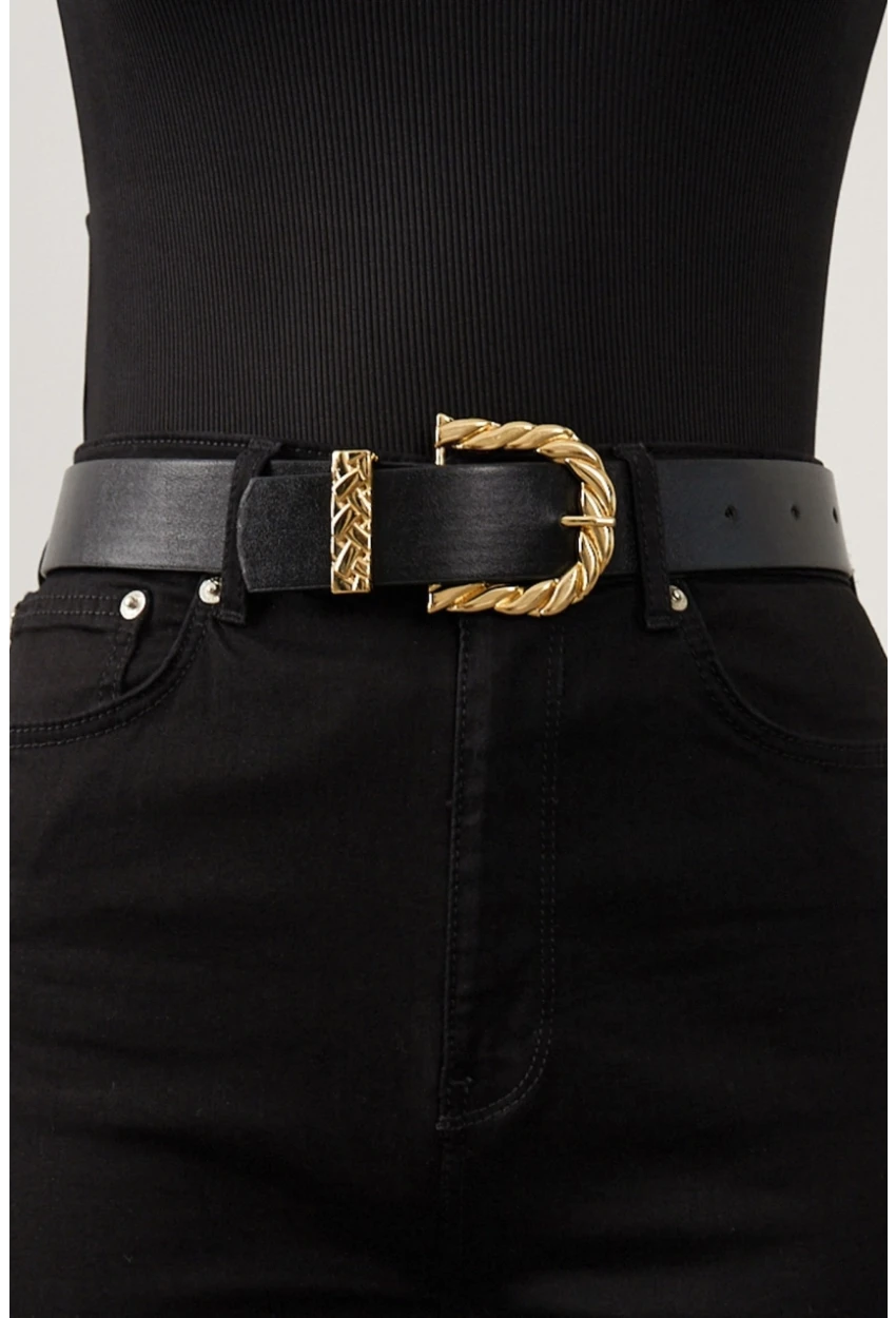 Kadın Siyah-Gold Kemer BE455