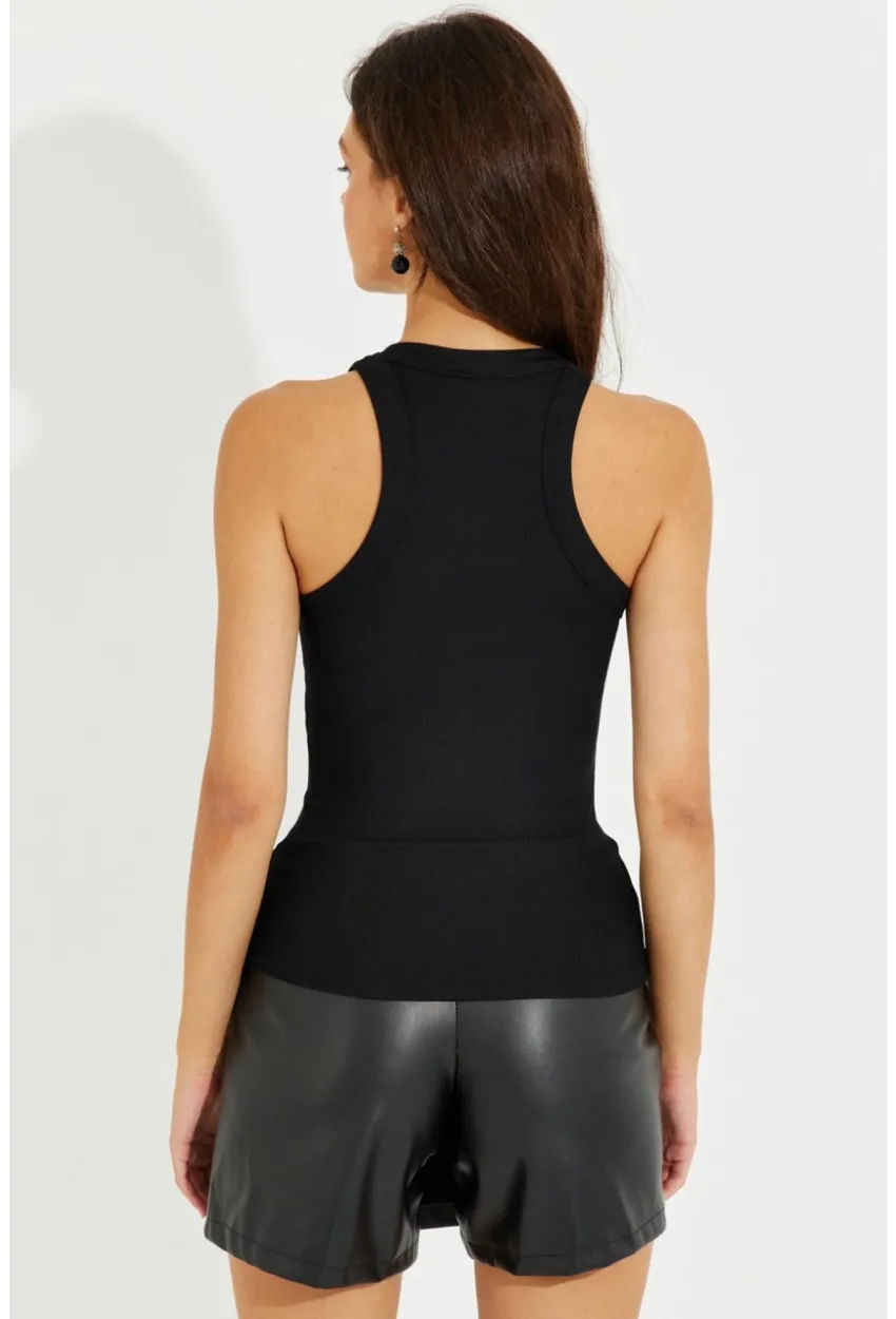 Kadın Siyah Halter Yaka Bluz LPP1233