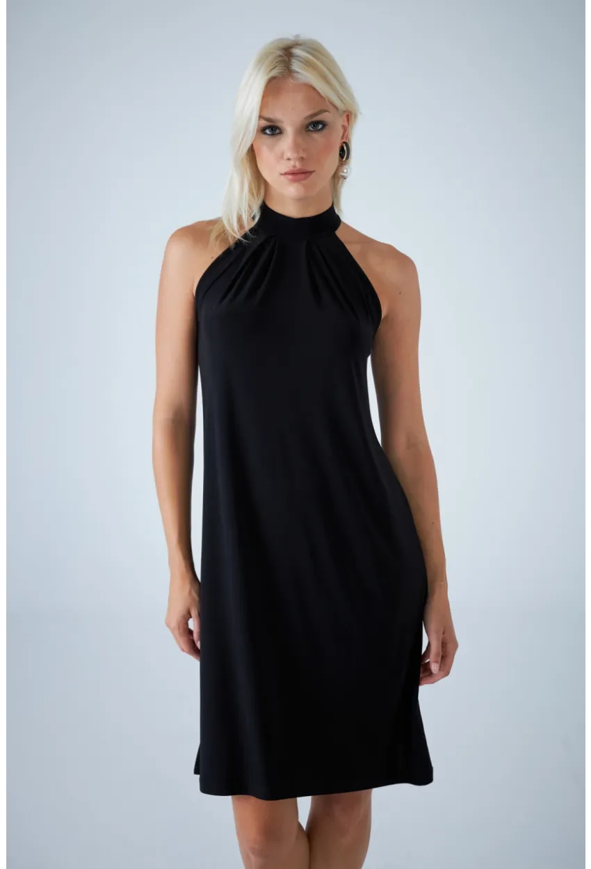 Kadın Siyah Halter Yaka Midi Elbise LPP1309