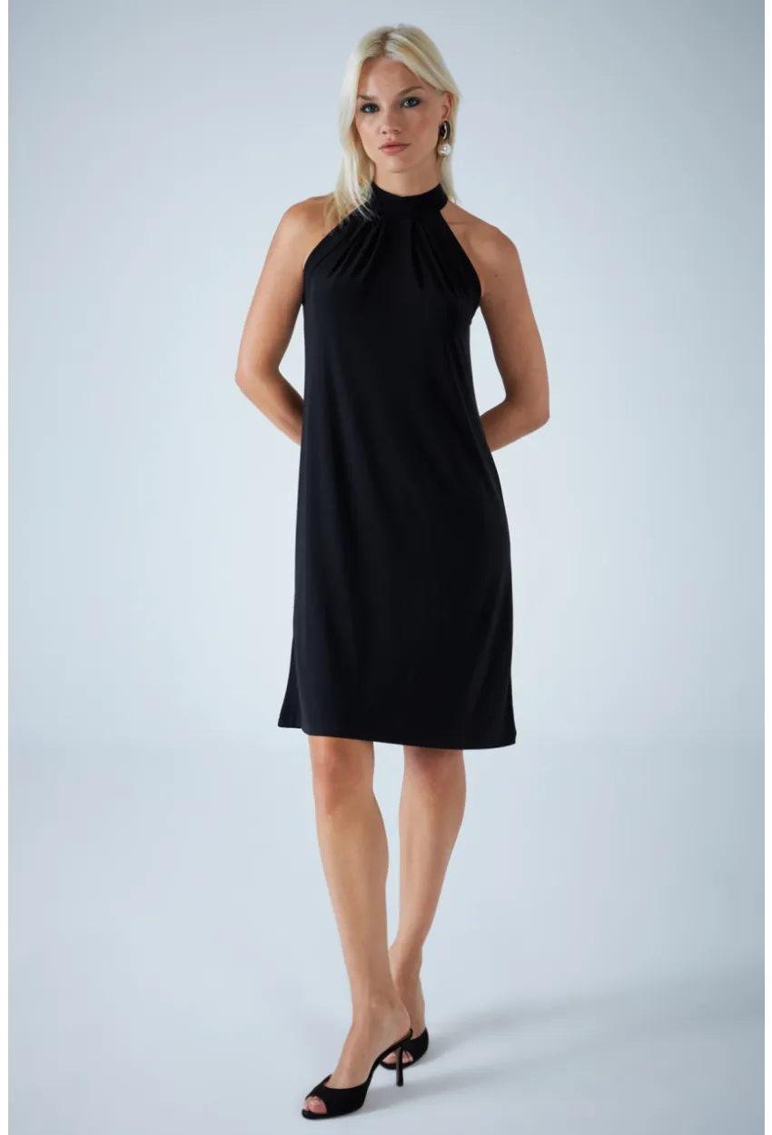 Kadın Siyah Halter Yaka Midi Elbise LPP1309