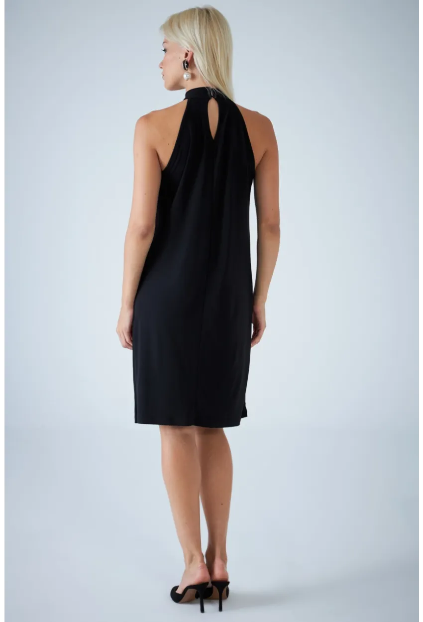 Kadın Siyah Halter Yaka Midi Elbise LPP1309