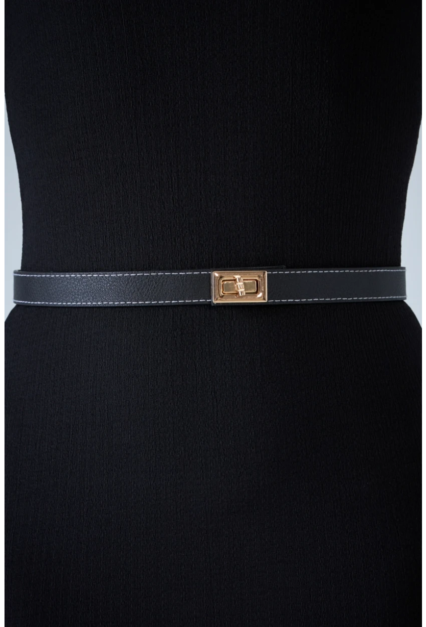 Kadın Siyah Kilit Tokalı Kemer VEA080