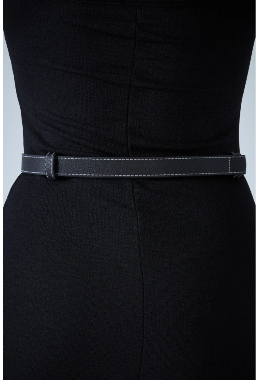 Kadın Siyah Kilit Tokalı Kemer VEA080