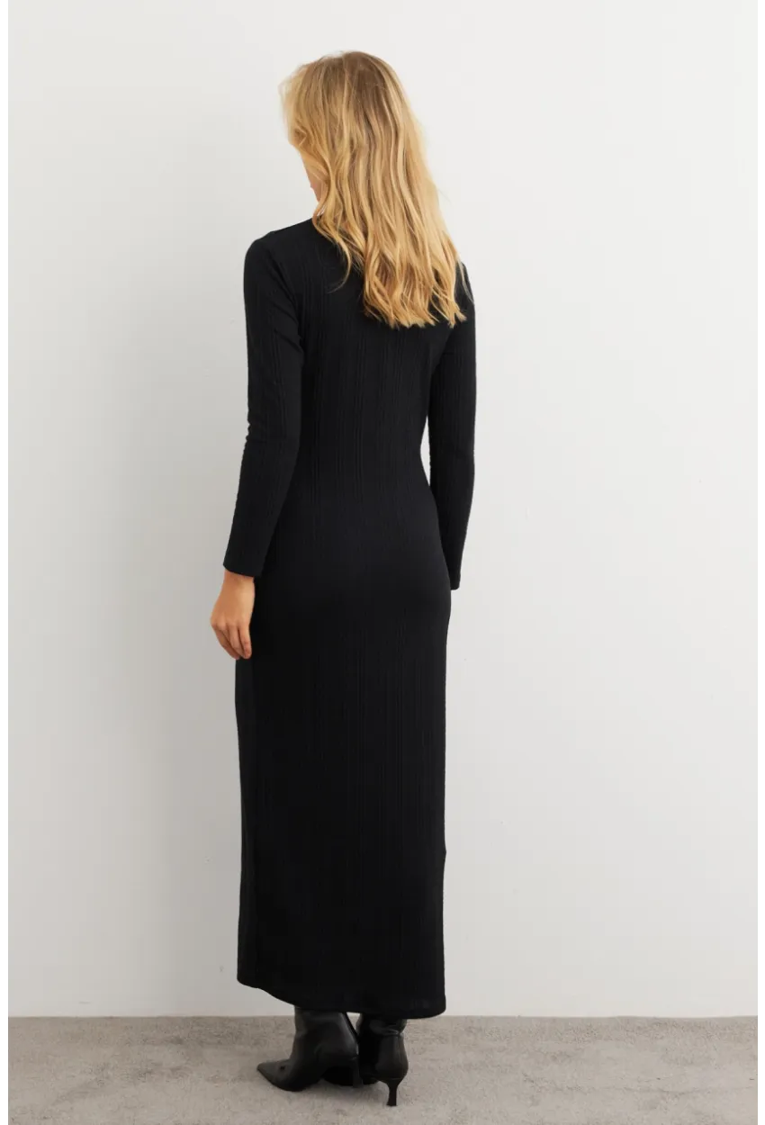 Kadın Siyah Kruvaze Maxi Elbise COL31