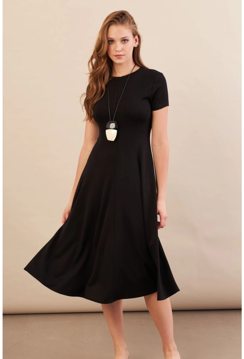 Kadın Siyah Midi Çan Elbise DMR461