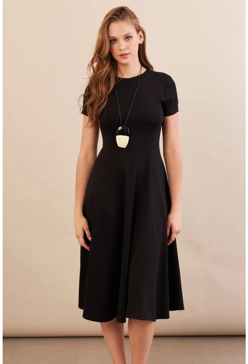 Kadın Siyah Midi Çan Elbise DMR461