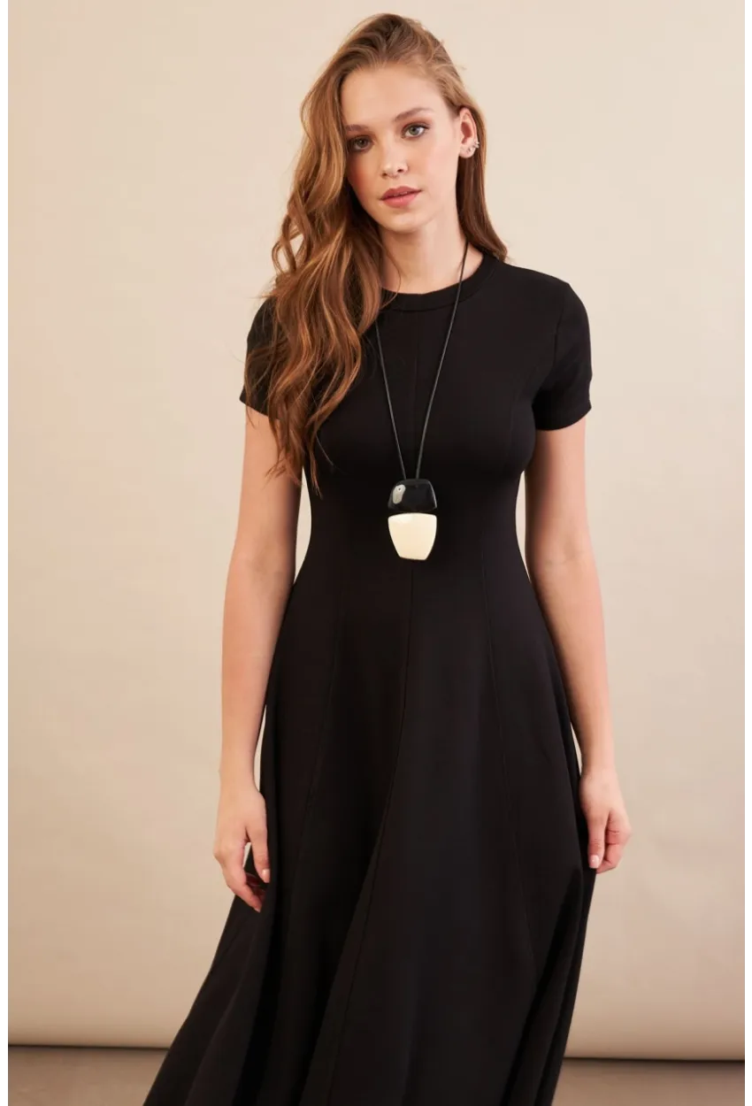 Kadın Siyah Midi Çan Elbise DMR461