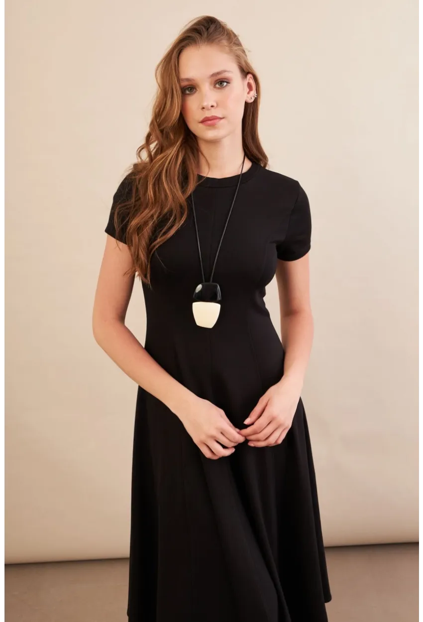 Kadın Siyah Midi Çan Elbise DMR461
