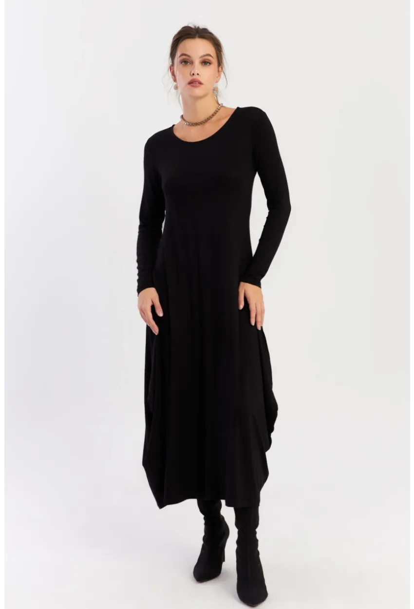 Kadın Siyah Midi Elbise LPP1272