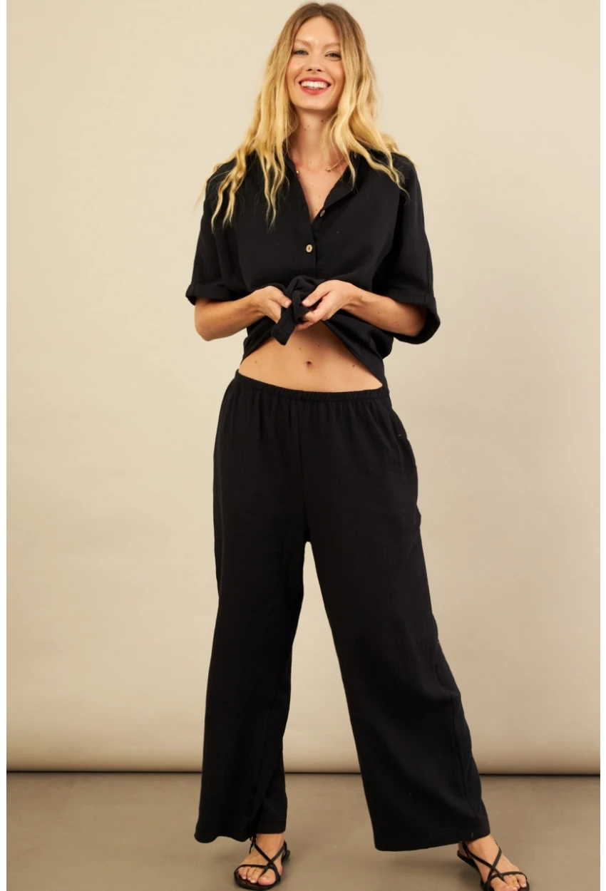 Kadın Siyah Müslin Pantolon BTY102