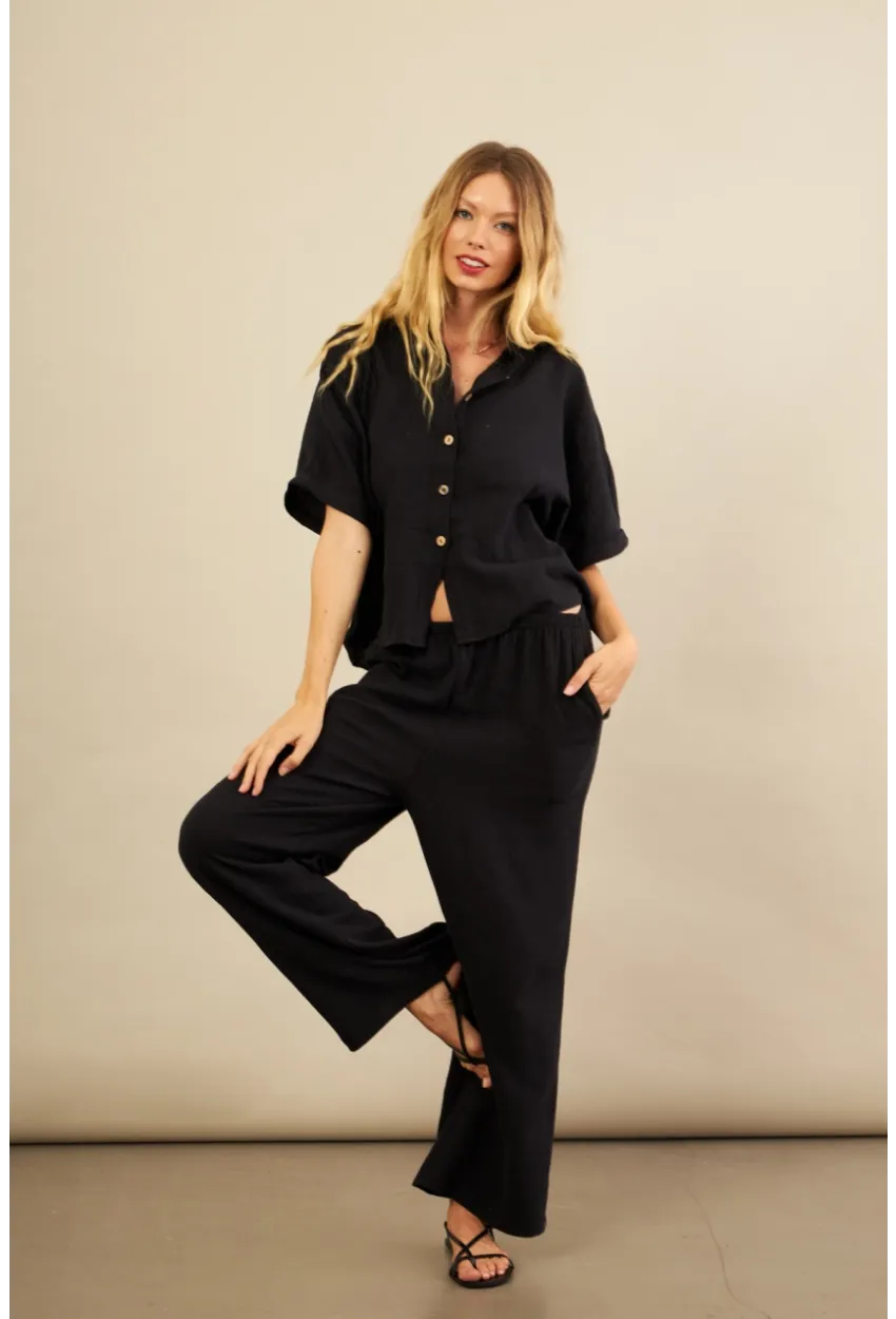 Kadın Siyah Müslin Pantolon BTY102