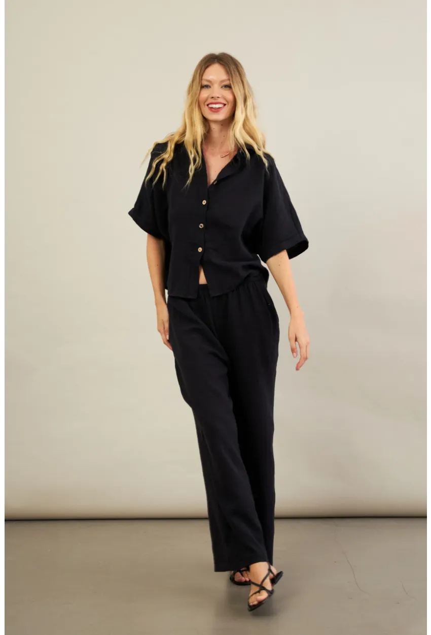 Kadın Siyah Müslin Pantolon BTY102