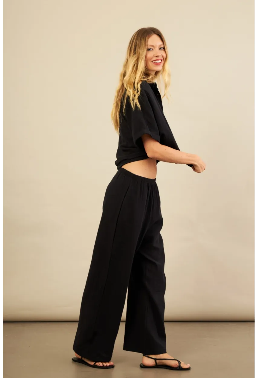 Kadın Siyah Müslin Pantolon BTY102