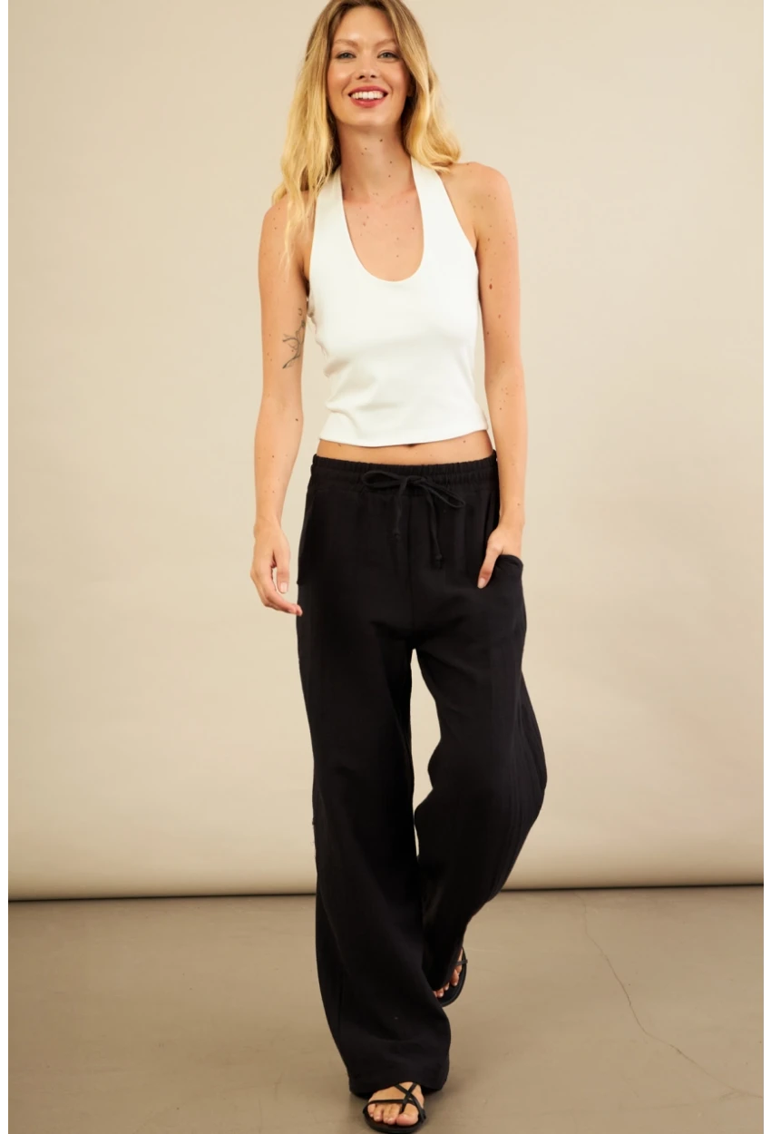 Kadın Siyah Müslin Pantolon FRO1004