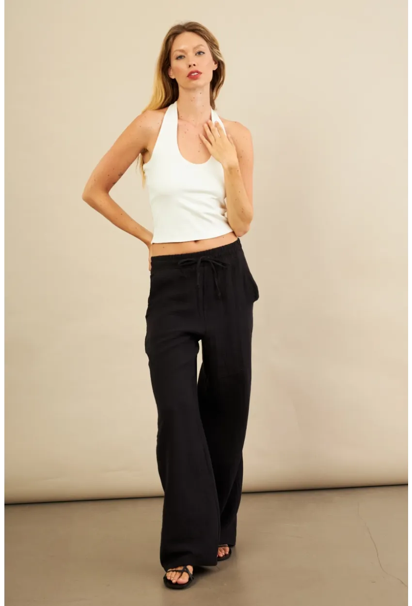 Kadın Siyah Müslin Pantolon FRO1004