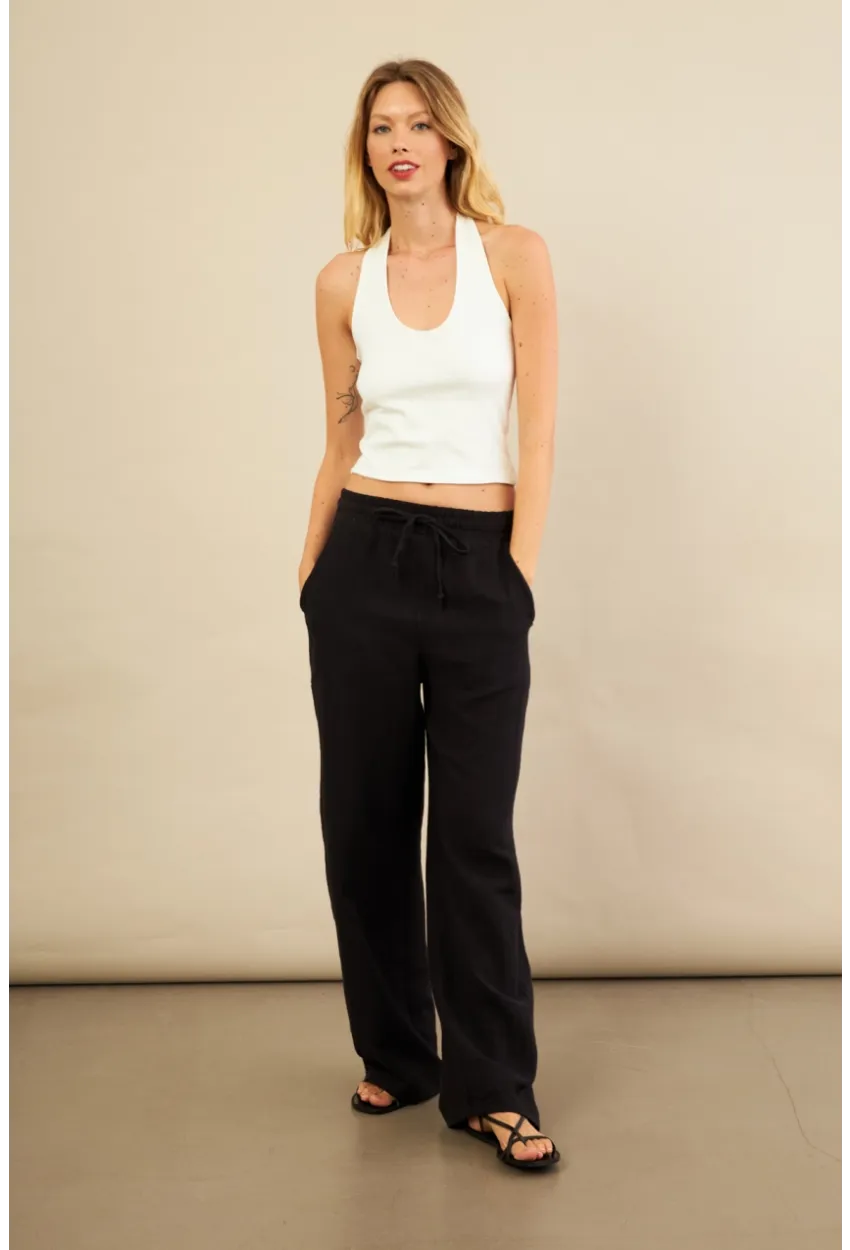Kadın Siyah Müslin Pantolon FRO1004