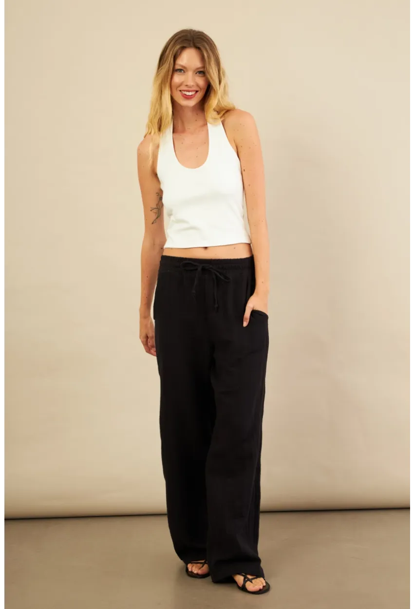 Kadın Siyah Müslin Pantolon FRO1004
