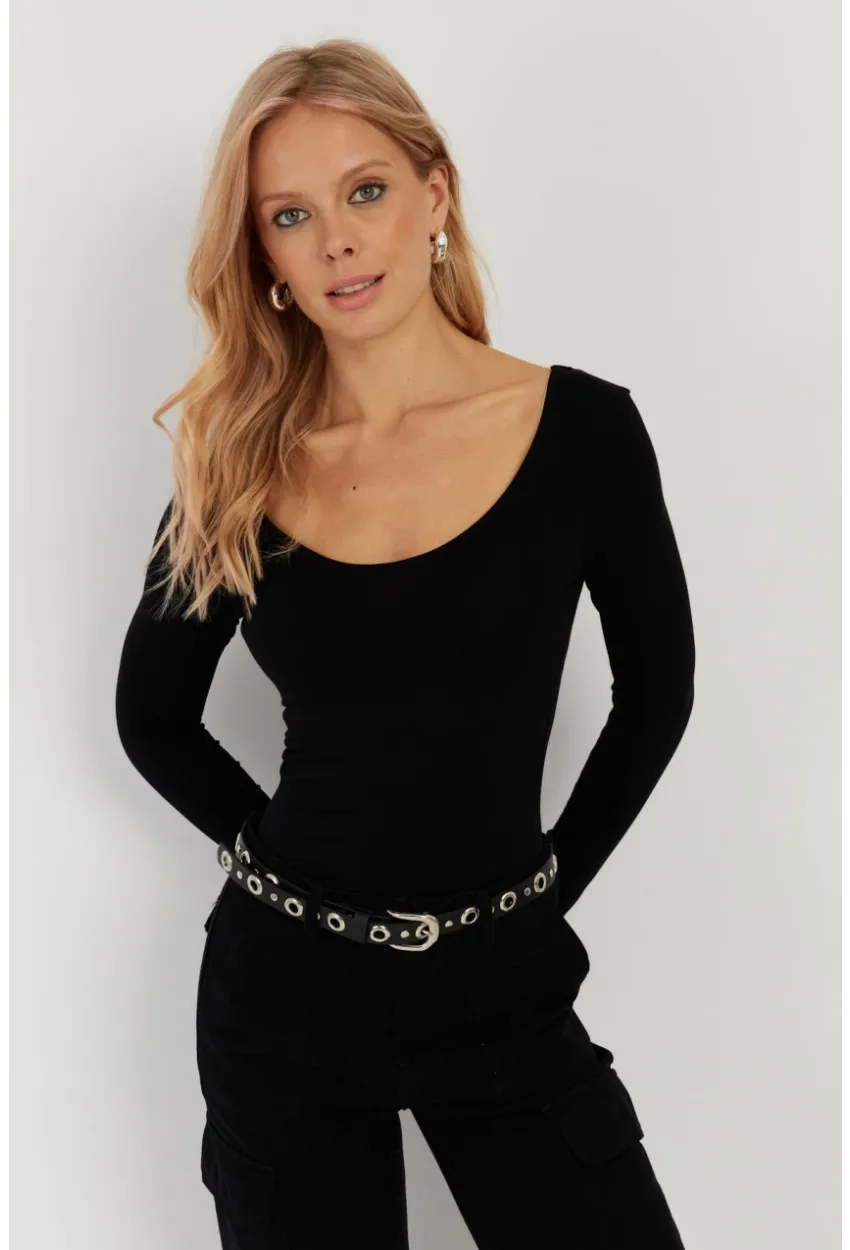 Kadın Siyah Ön Arka U Yaka Bluz LPP1265