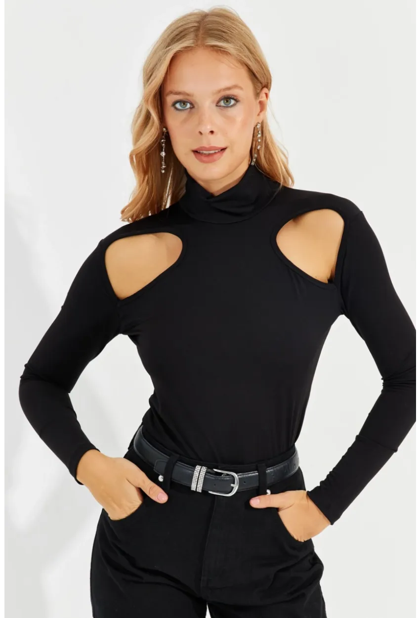 Kadın Siyah Pencereli Bluz MEN2014