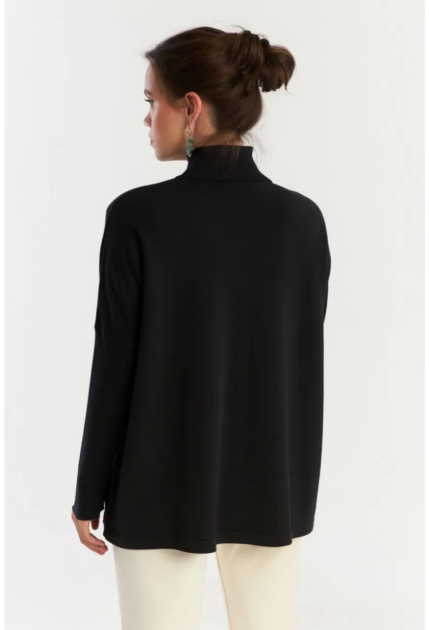 Kadın Siyah Salaş Triko Bluz YV289