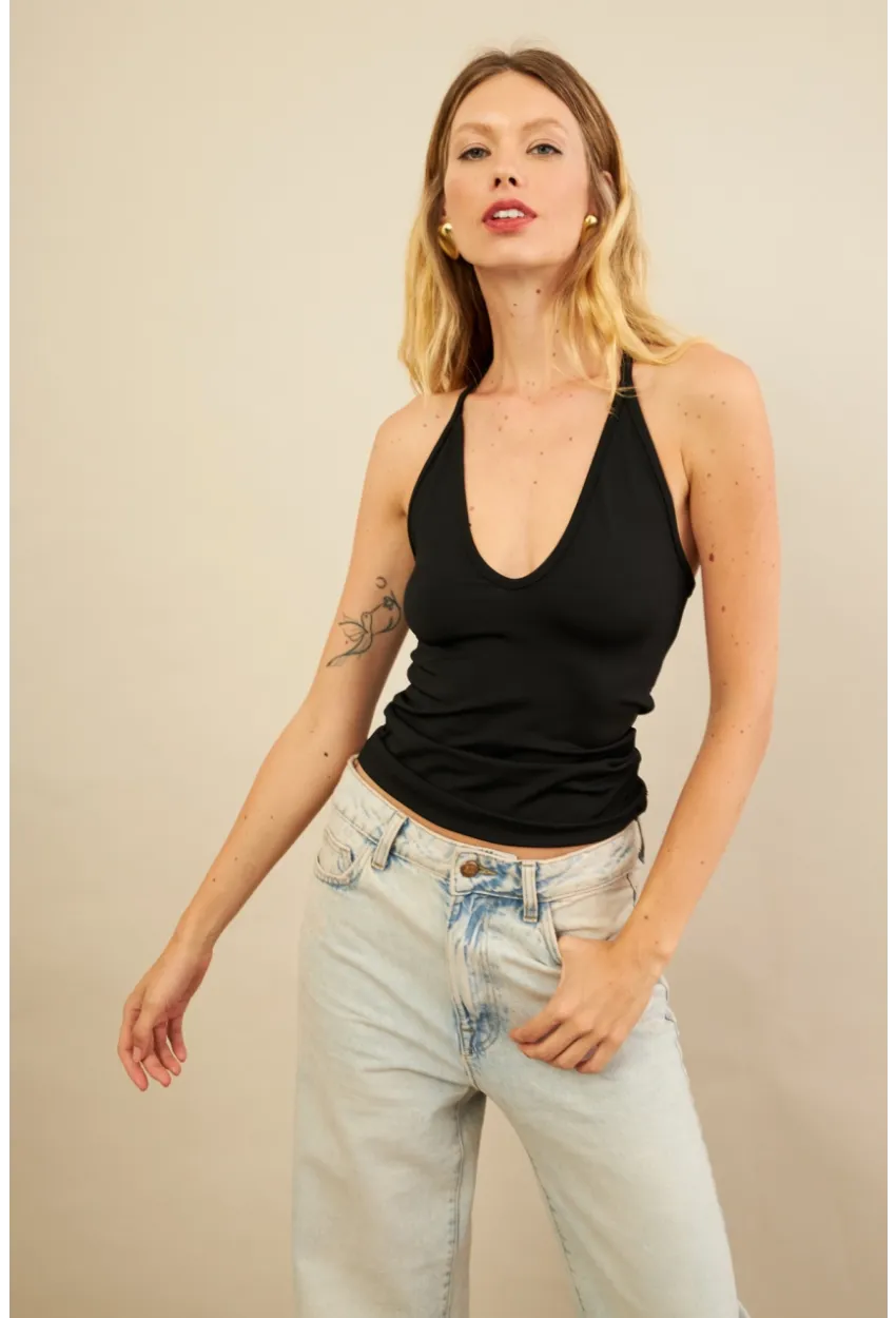 Kadın Siyah Sırtı Dantel Detaylı Bluz EY3123