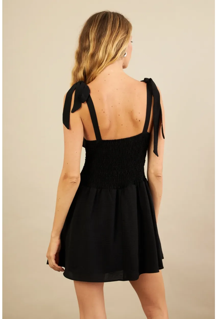 Kadın Siyah Sırtı Gipeli Mini Elbise YEL221688