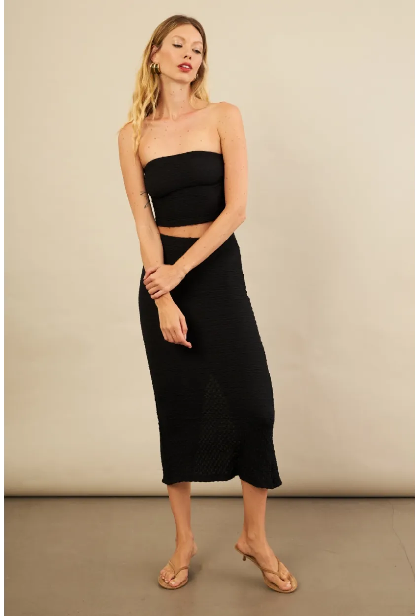 Kadın Siyah Straplez Alt Üst Bubble Takım FLU340