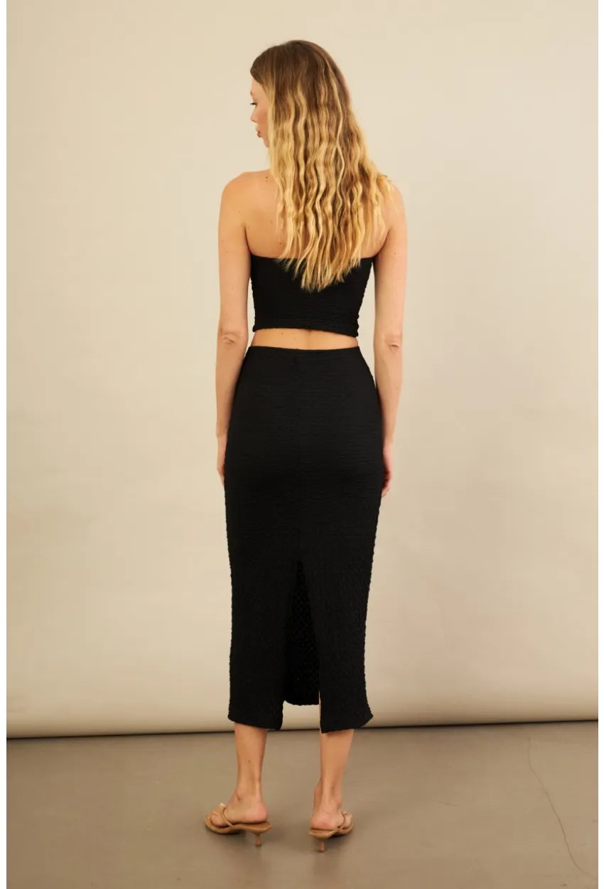 Kadın Siyah Straplez Alt Üst Bubble Takım FLU340