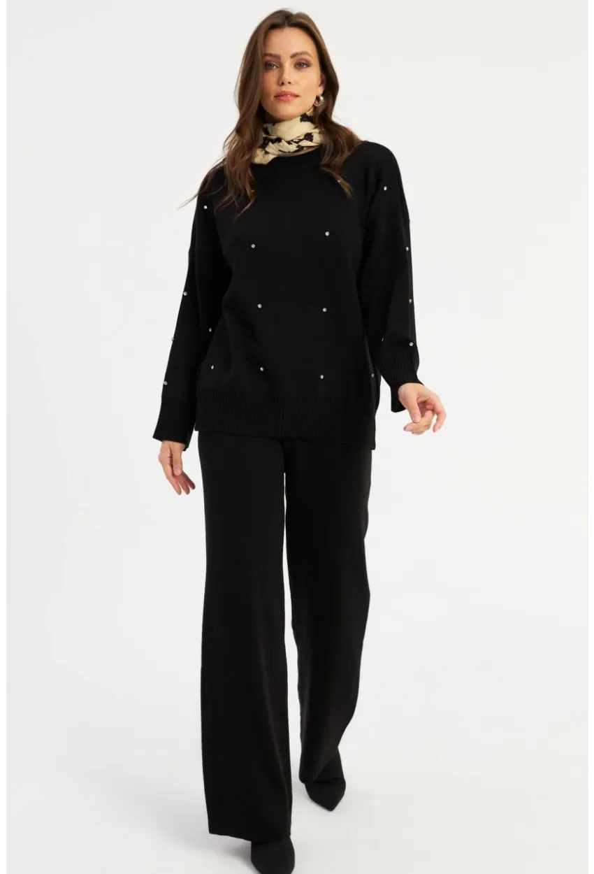 Kadın Siyah Taşlı Alt Üst Takım MYİL10
